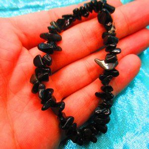 Obsidian Small Chips 7" Stretchy Gemstone Bracelet